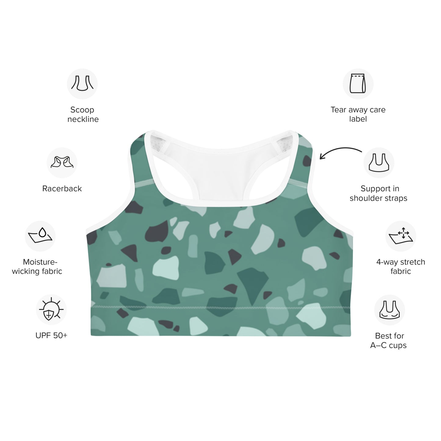 Sports Bra Green Camouflage
