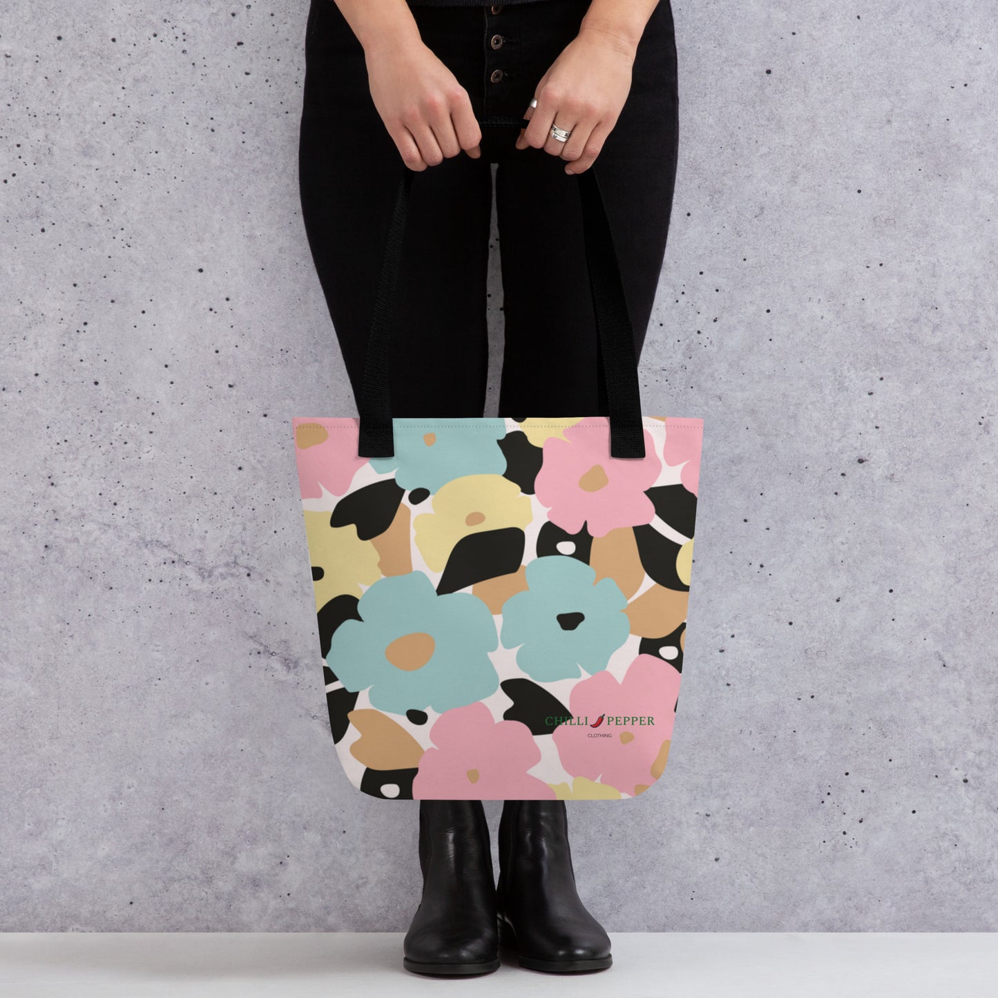Tote Bag Floral Blue and Pink