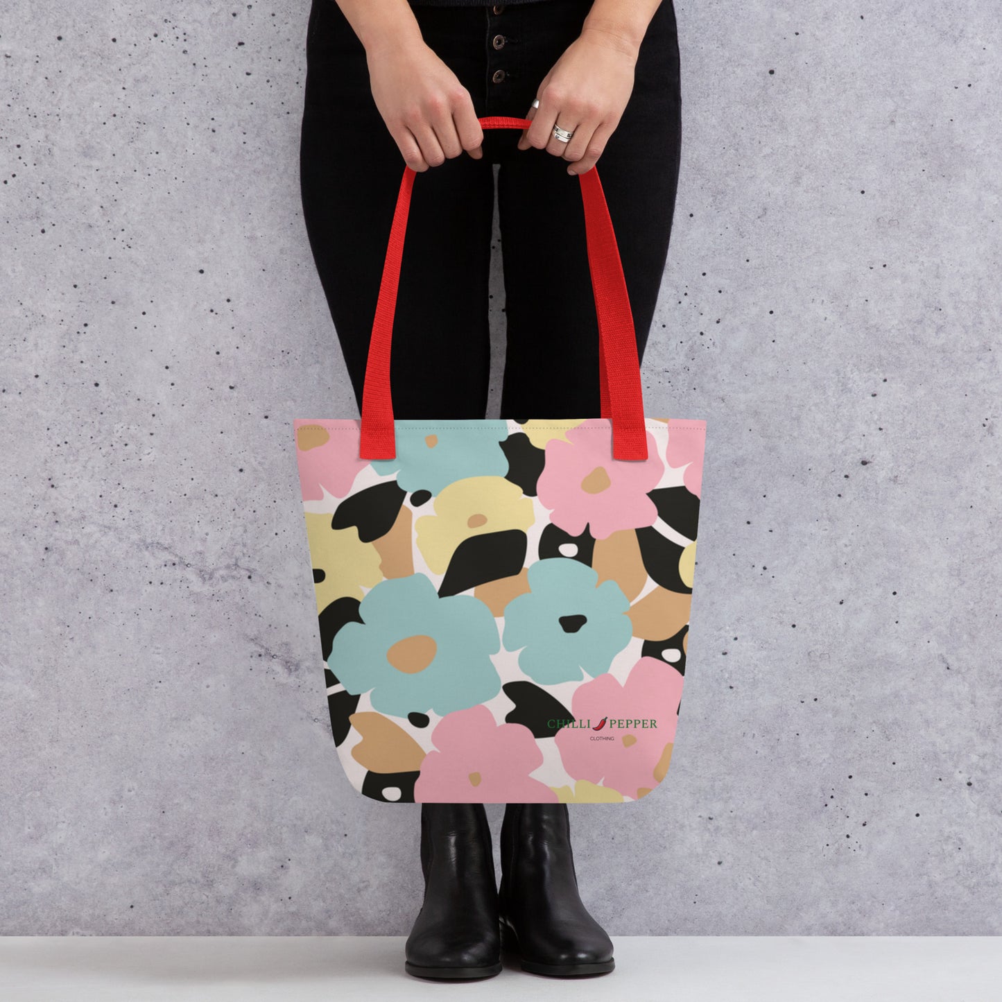 Tote Bag Floral Blue and Pink