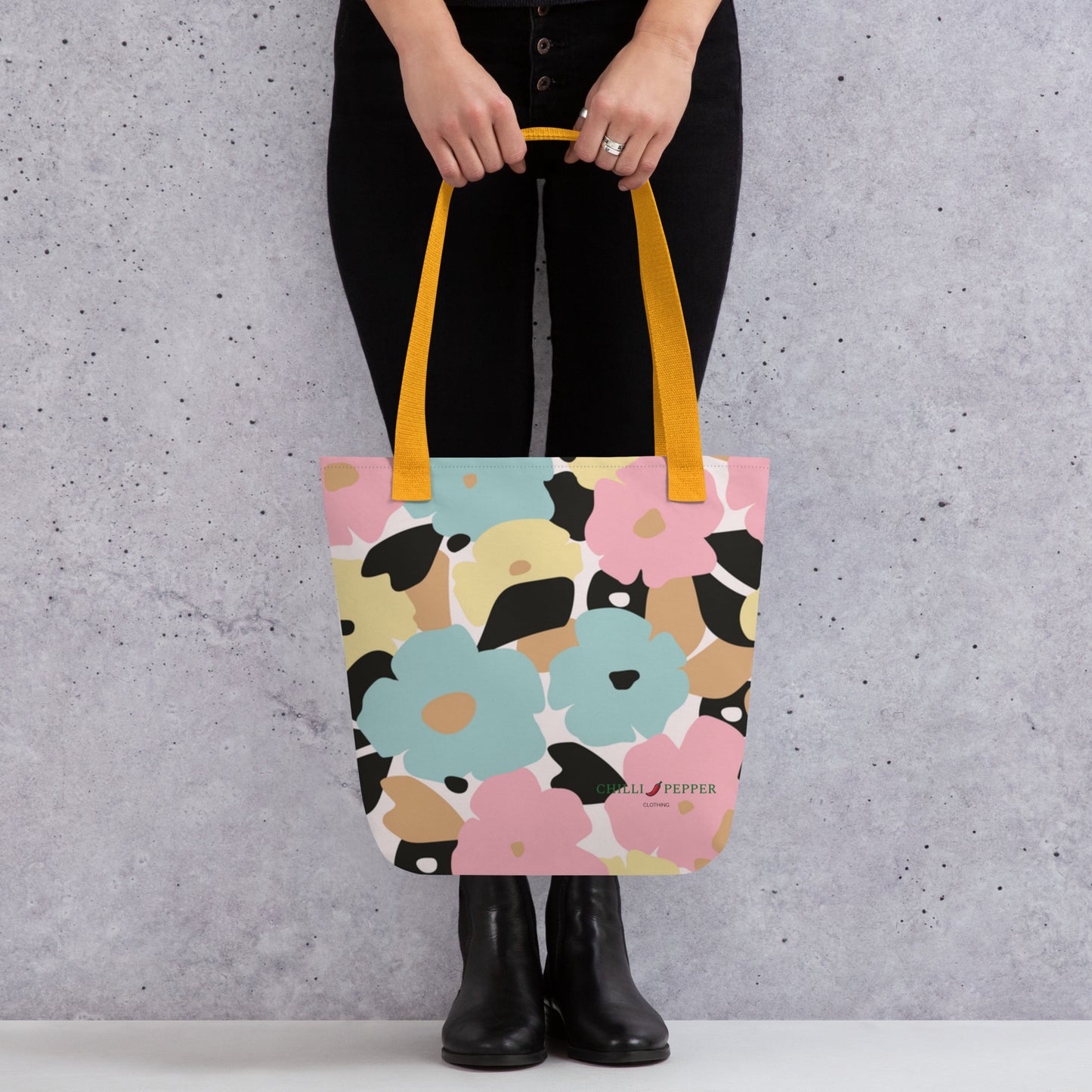 Tote Bag Floral Blue and Pink