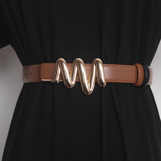 Genuine Leather Cummerbunds Female Dress Corsets Squiggle