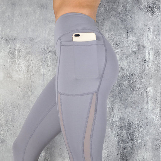 Leggings Fitness with Pocket High Waist Mesh Stitching