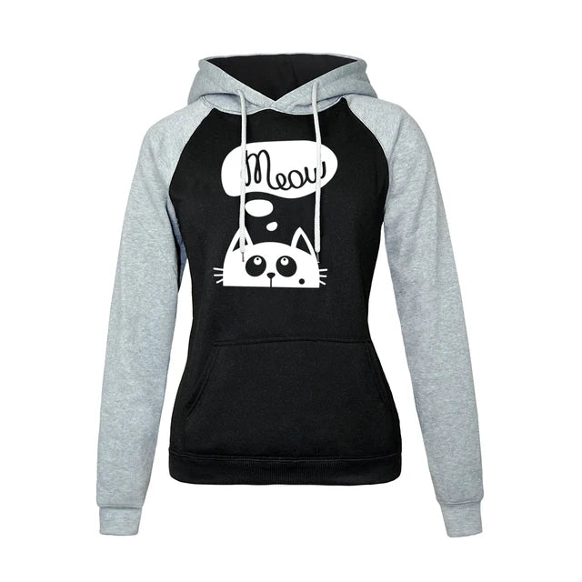 Hoodie Sweatshirt Cat Meow