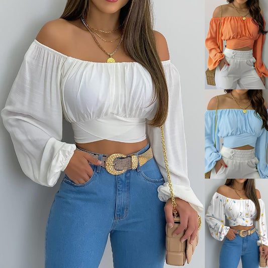 Off Shoulder Long Sleeved Blouse