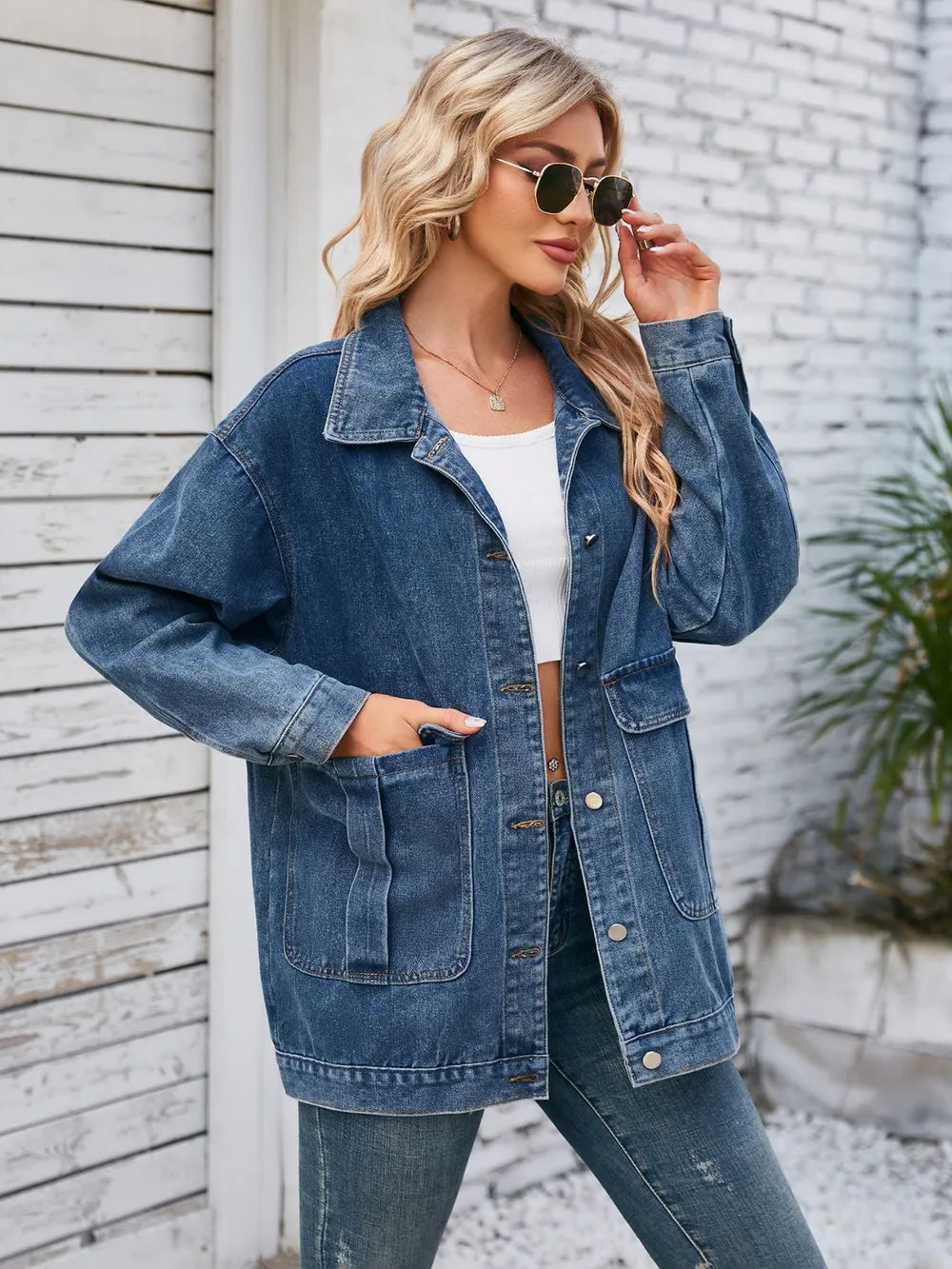 Classic Long Sleeve Button-Up Denim Jacket
