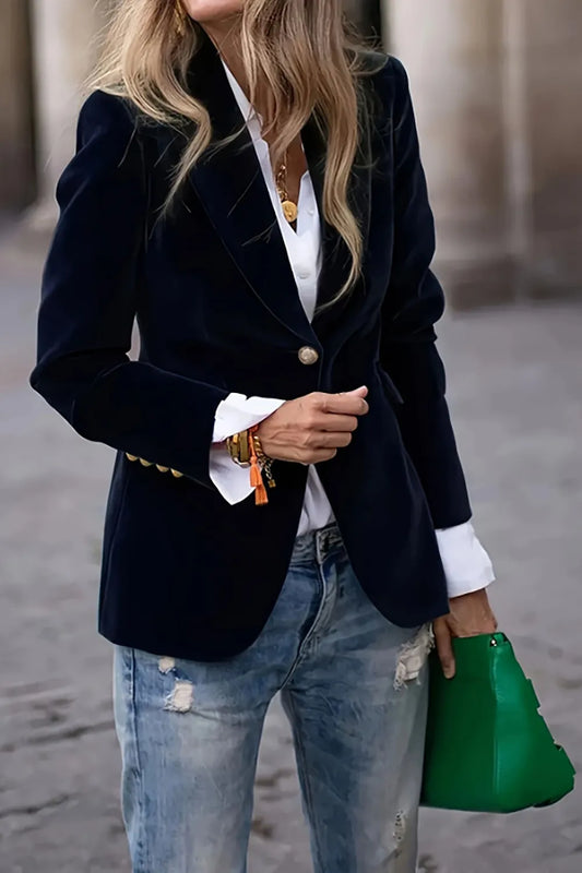 Single-Button Lapel Blazer – Timeless & Tailored