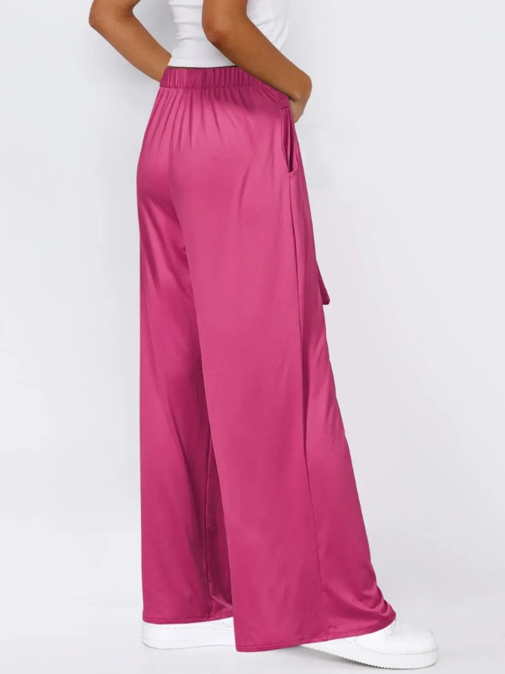 Tie-Waist Wide-Leg Pants with Pockets