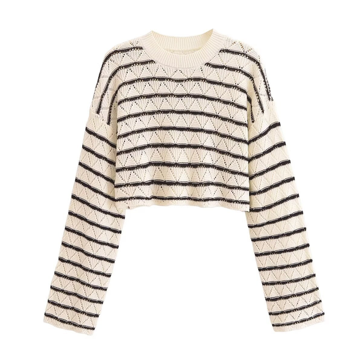 Chic Striped Crochet Top with Matching Pants – A Perfect Set for Casual Days