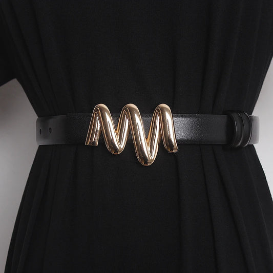 Genuine Leather Cummerbunds Female Dress Corsets Squiggle