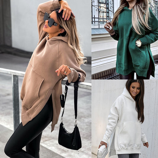 Pocket Style Slit Pullover Hoodie