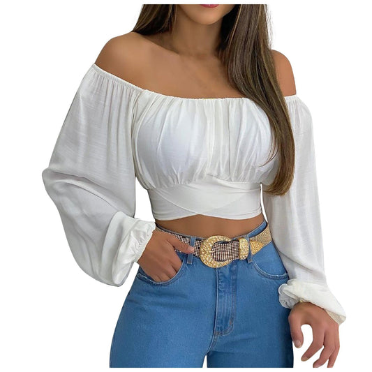 Off Shoulder Long Sleeved Blouse