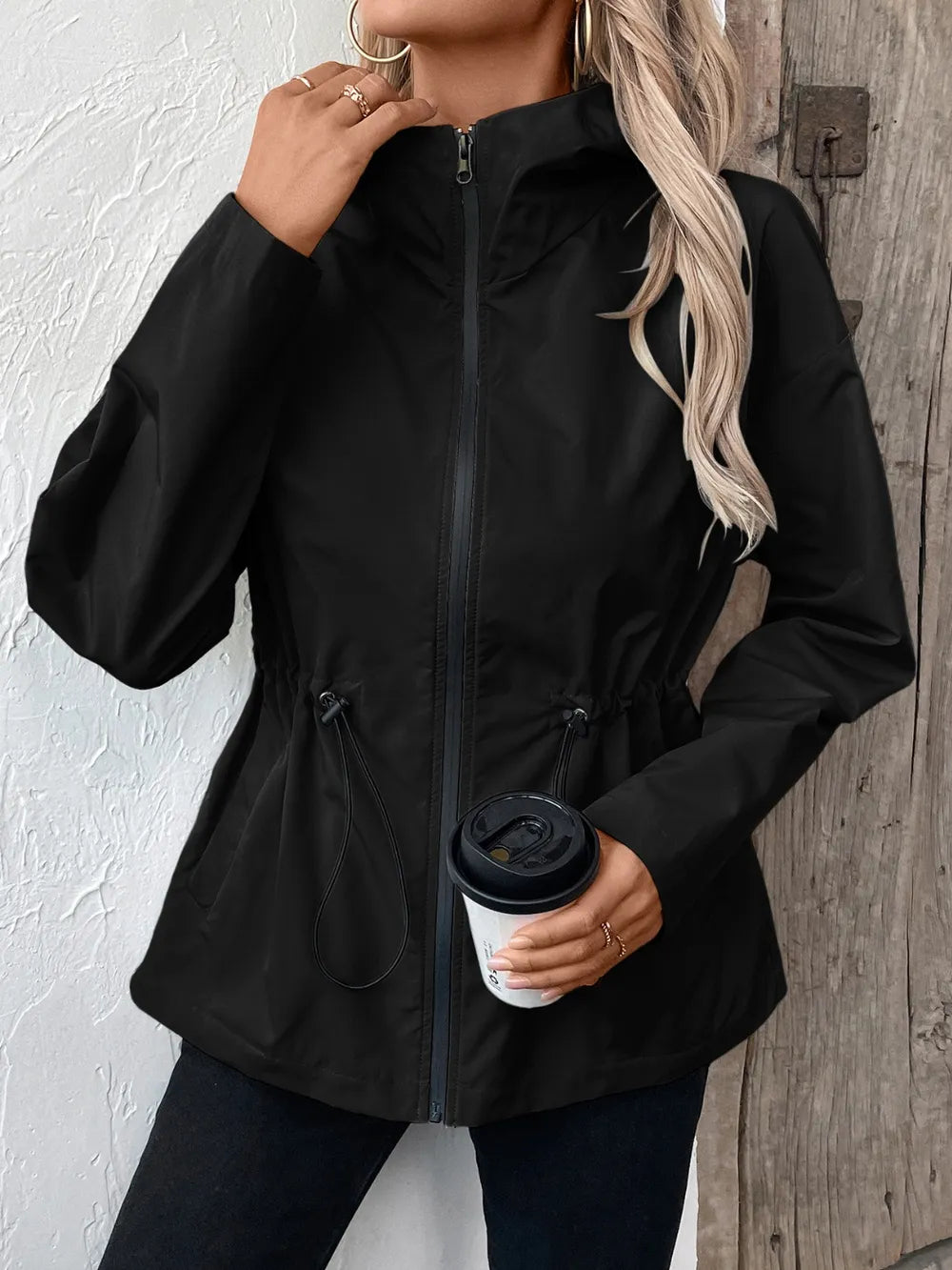 Casual Zip-Up Jacket with Adjustable Hood