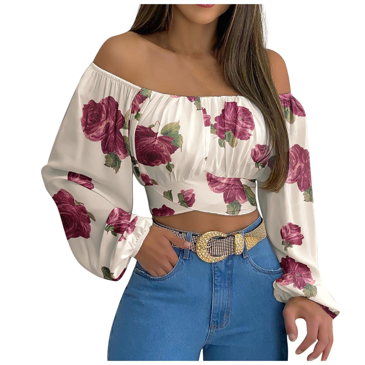 Off Shoulder Long Sleeved Blouse