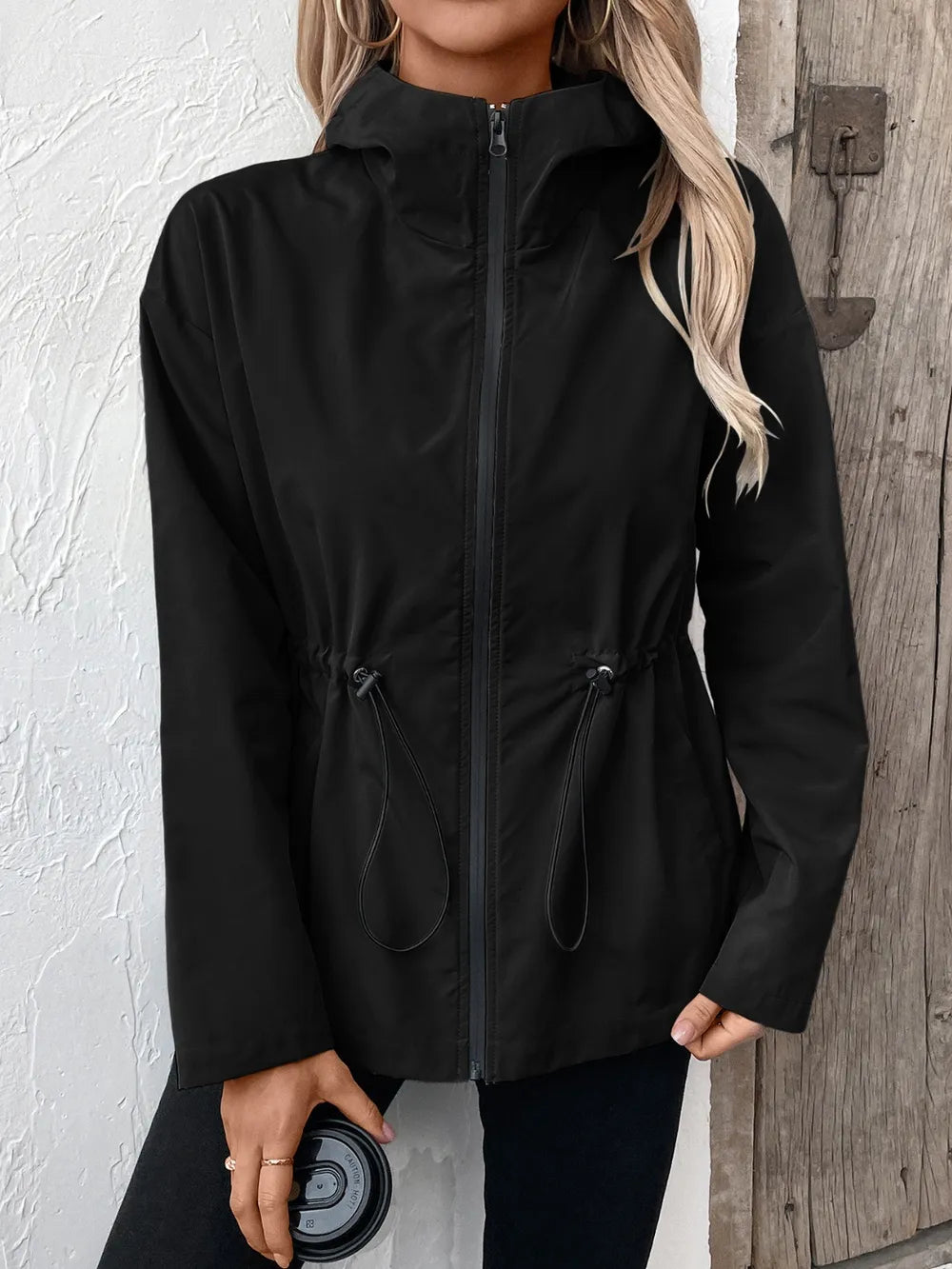 Casual Zip-Up Jacket with Adjustable Hood