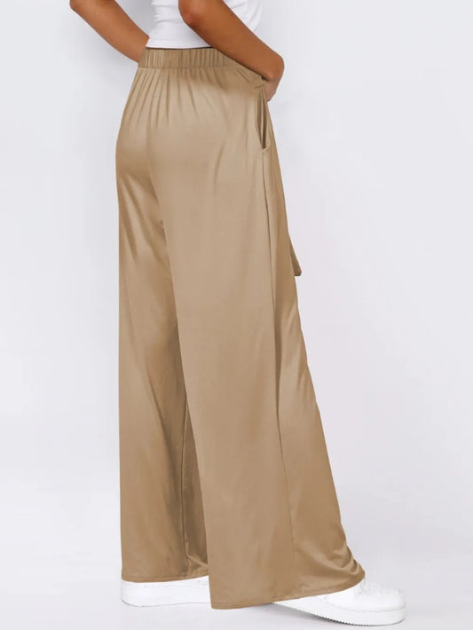 Tie-Waist Wide-Leg Pants with Pockets