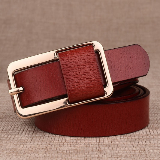 Women's leather belt with cowhide