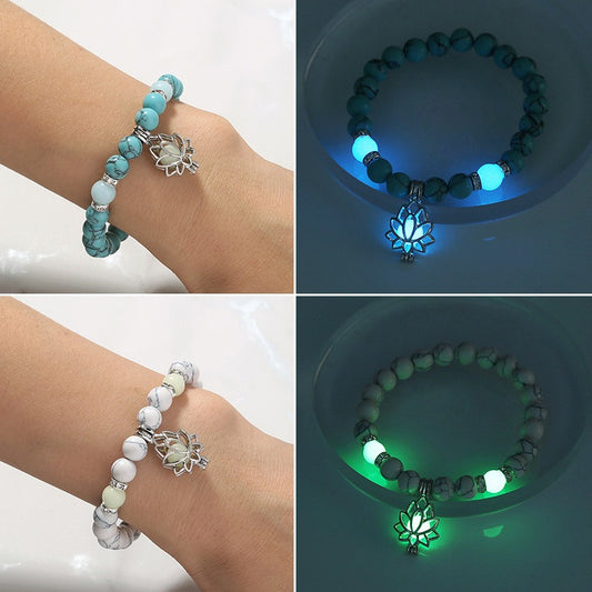 Turquoise Glow Lotus Yoga Bracelet – Multicolor Fluorescent