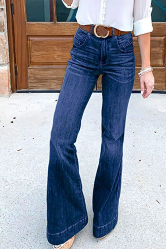 Full-Size Flare Jeans with Pockets – Available in Plus Sizes