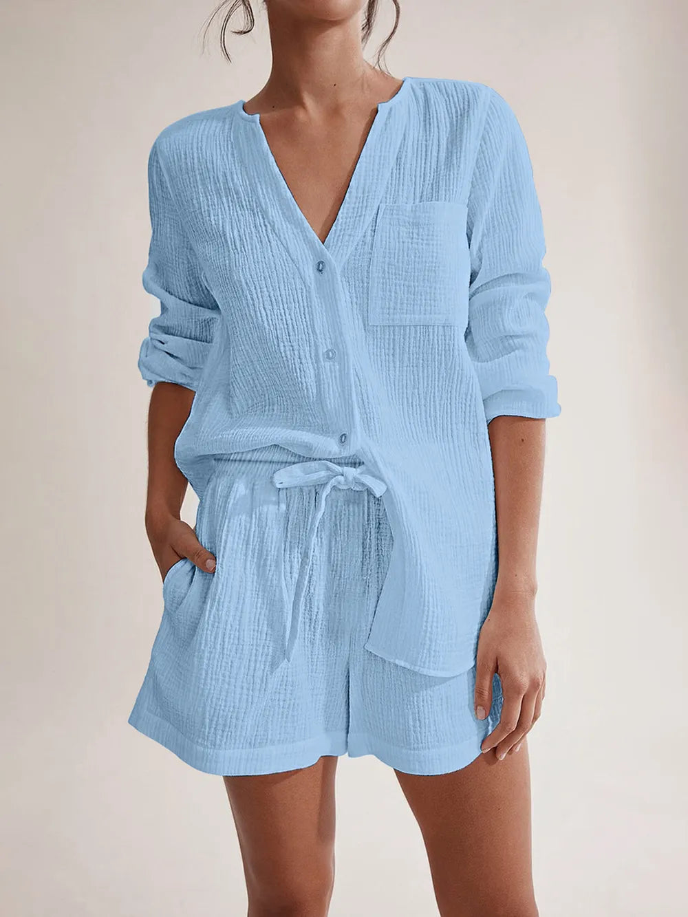 Women’s Summer Pyjama Set Crafted from 100% Cotton Gauze