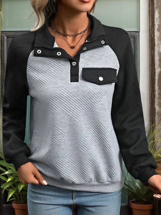 Contrast Textured Sweatshirt – A Cozy and Stylish Long Sleeve Piece