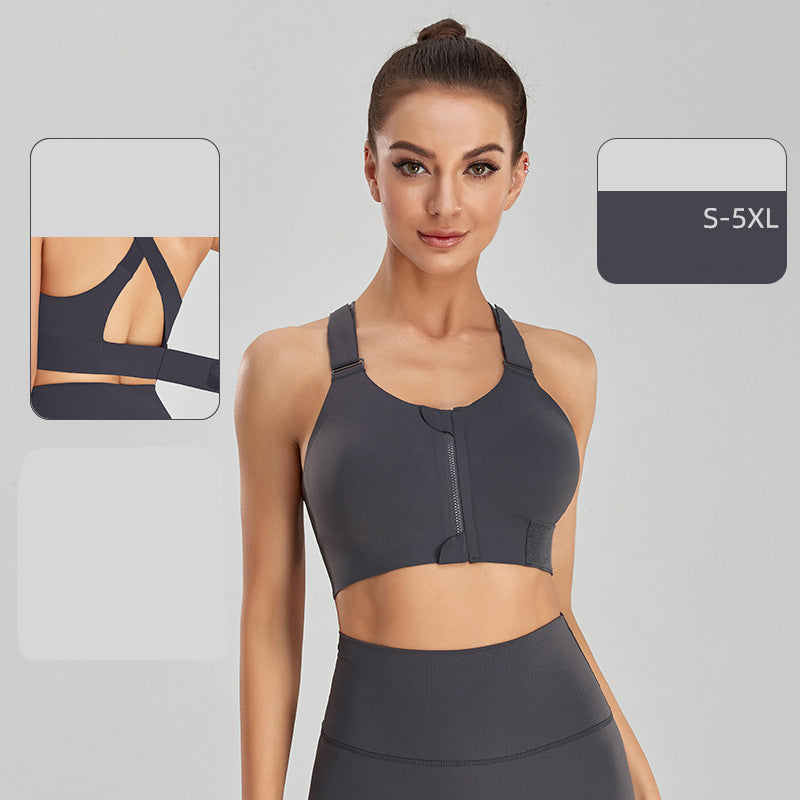 Front-Zip Shockproof Sports Bra