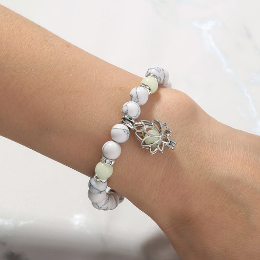 Turquoise Glow Lotus Yoga Bracelet – Multicolor Fluorescent