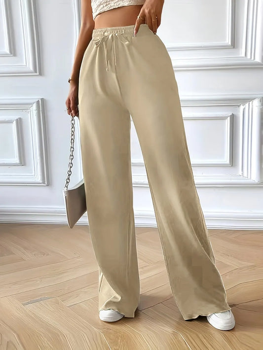 Drawstring Pocketed Wide Leg Pants – Comfortable and Versatile