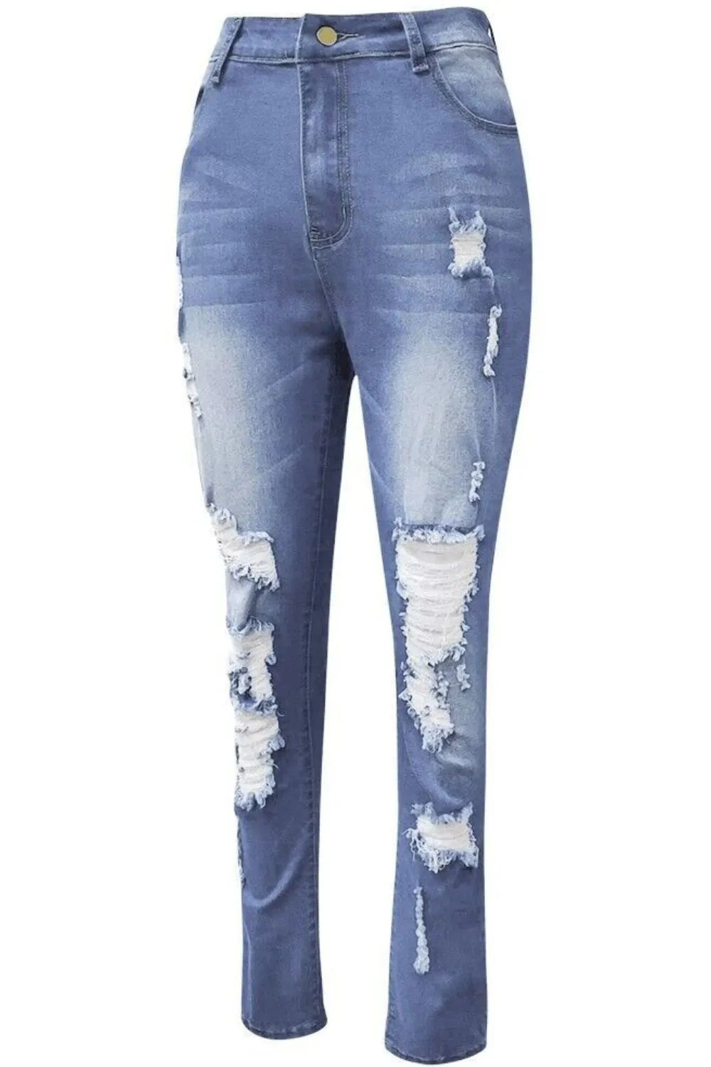 Full-Size Distressed Skinny Jeans – Available in Plus Sizes
