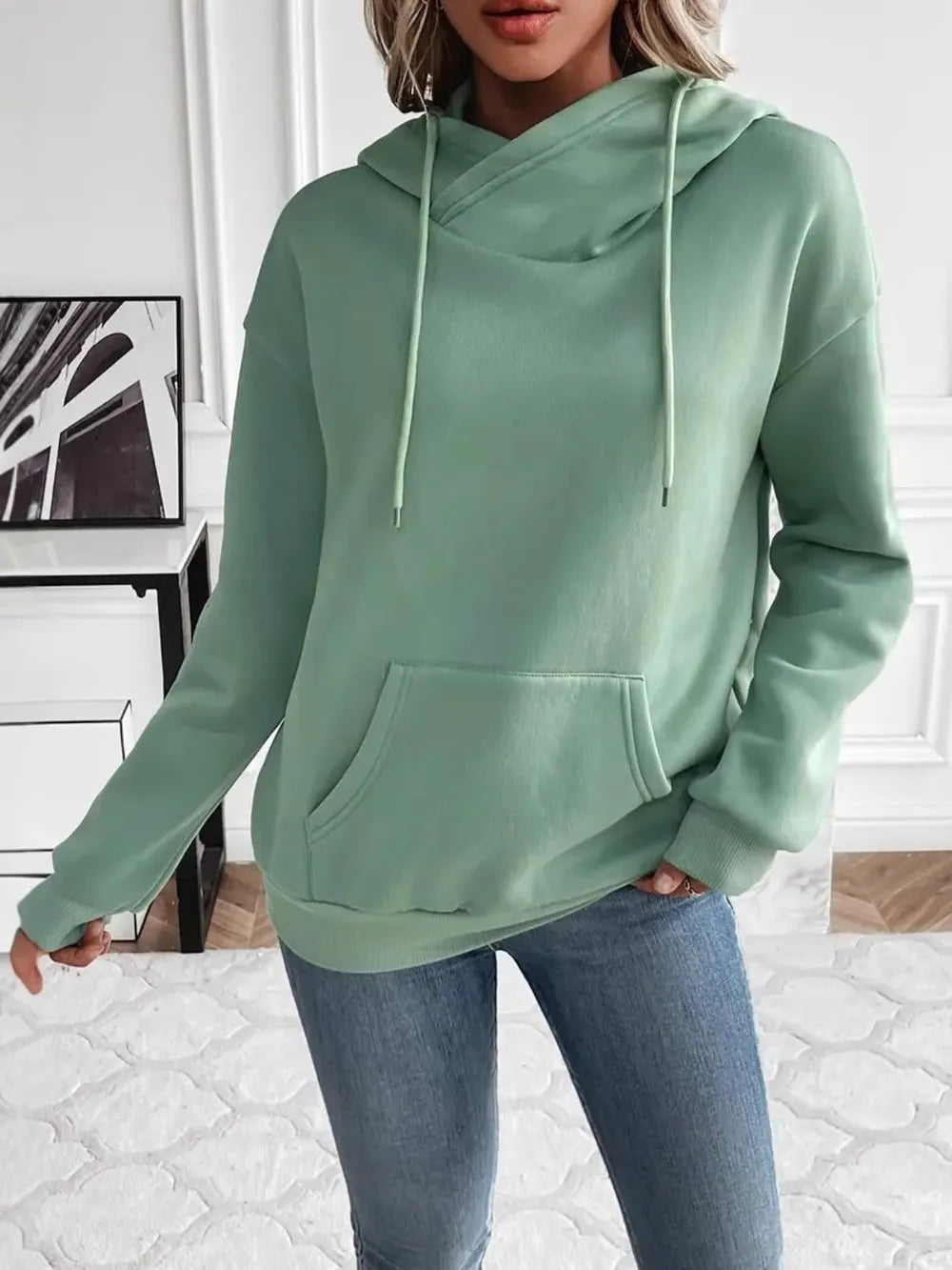 Relaxed-Fit Hoodie with Adjustable Drawstring and Front Kangaroo Pocket – Your Everyday Essential