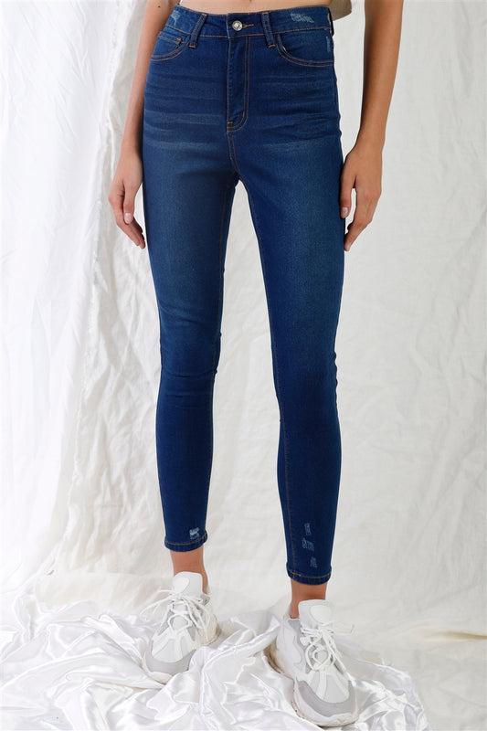High-waisted Rips Skinny Denim Jeans