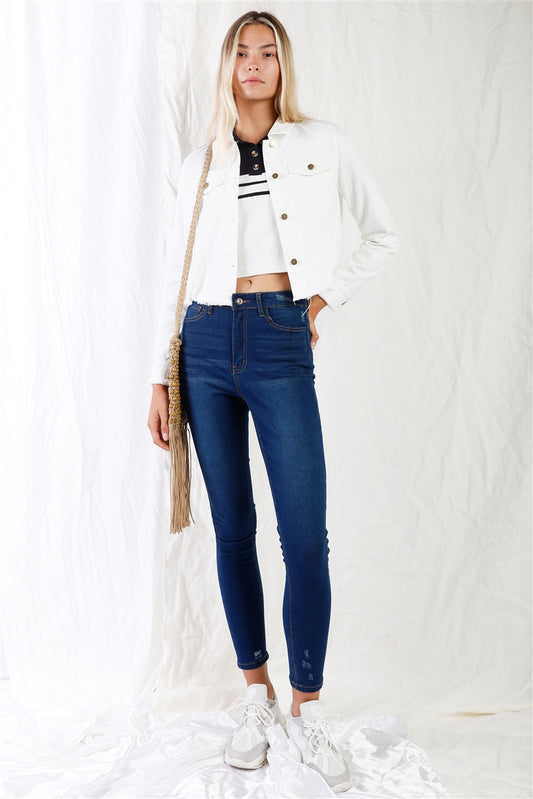 High-waisted Rips Skinny Denim Jeans