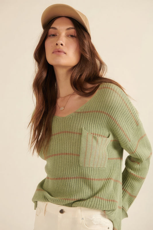 Rib-knit Oversized Sweater Green