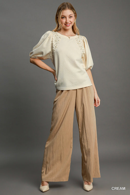 Puff Sleeve Feminine Knit Top