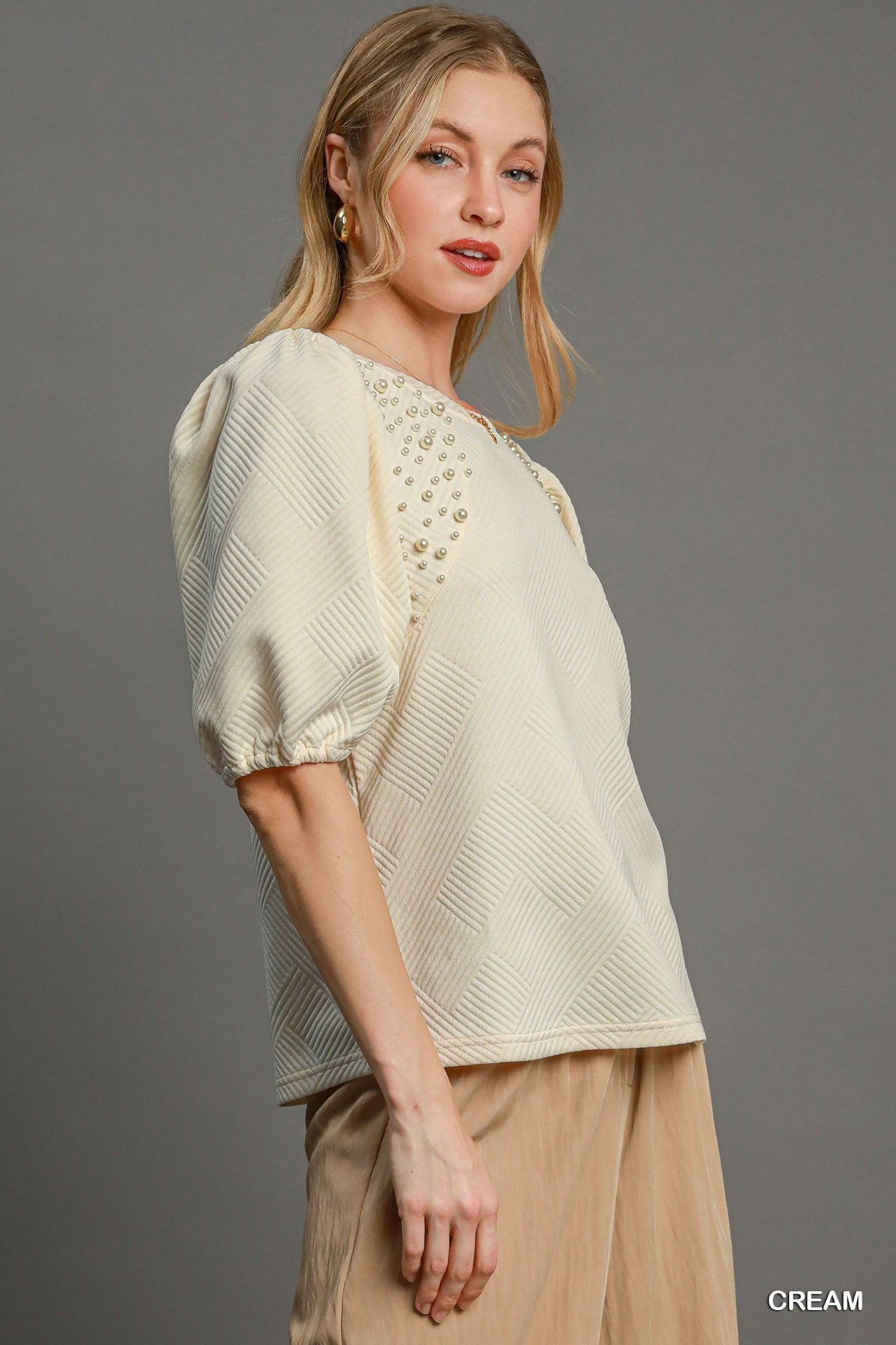 Puff Sleeve Feminine Knit Top