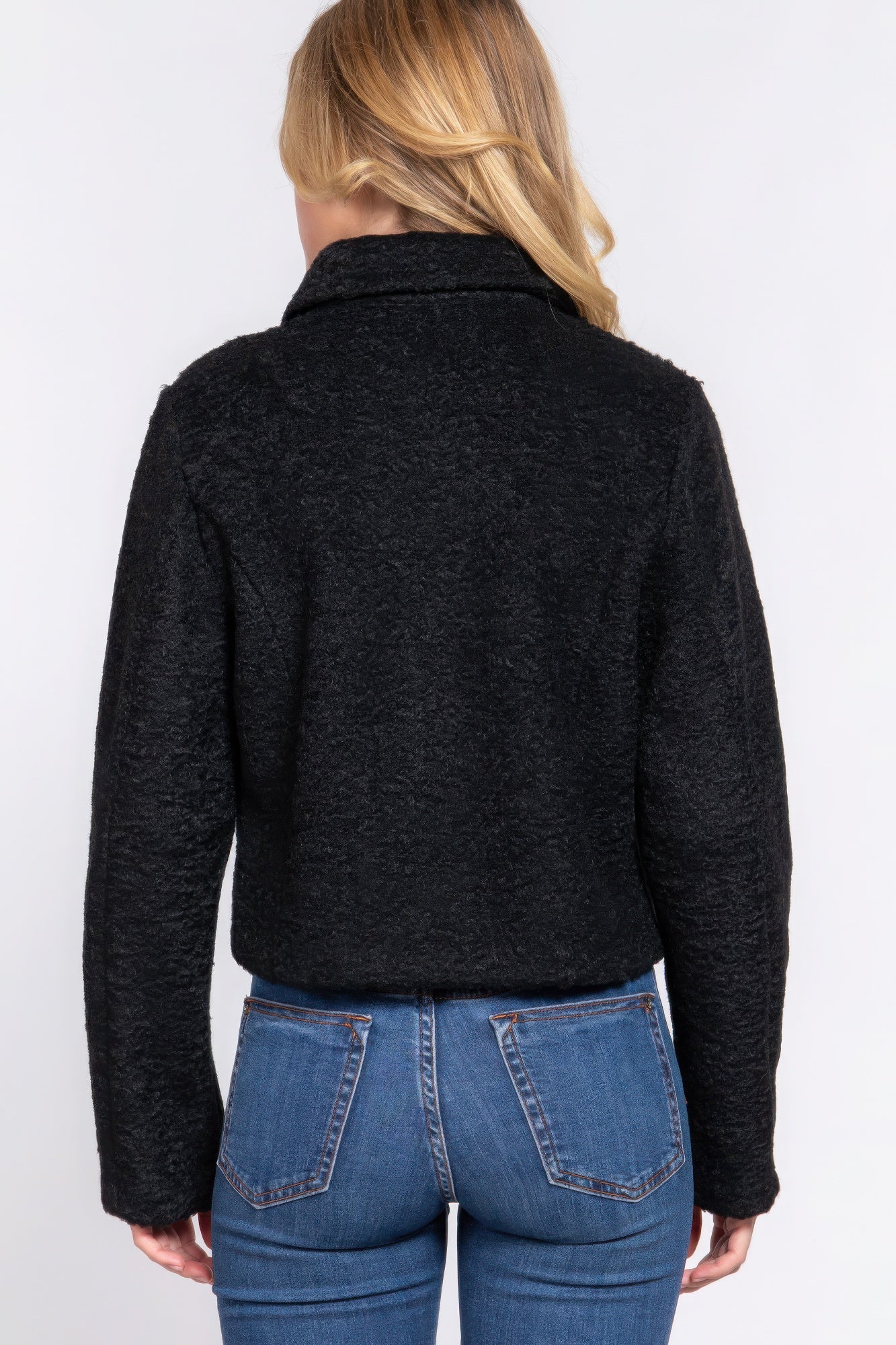 Teddy Fleece Short Jacket Black