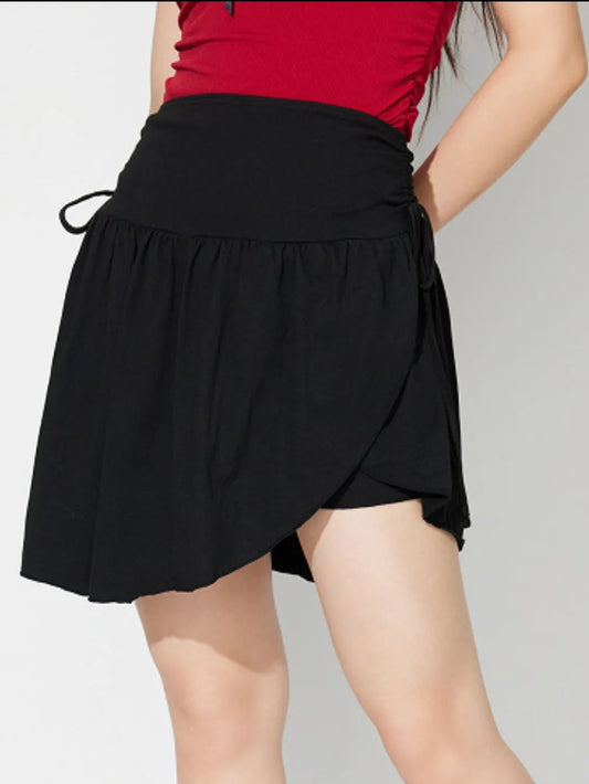 Modern Asymmetrical Mini Skirt – Chic Side Tie