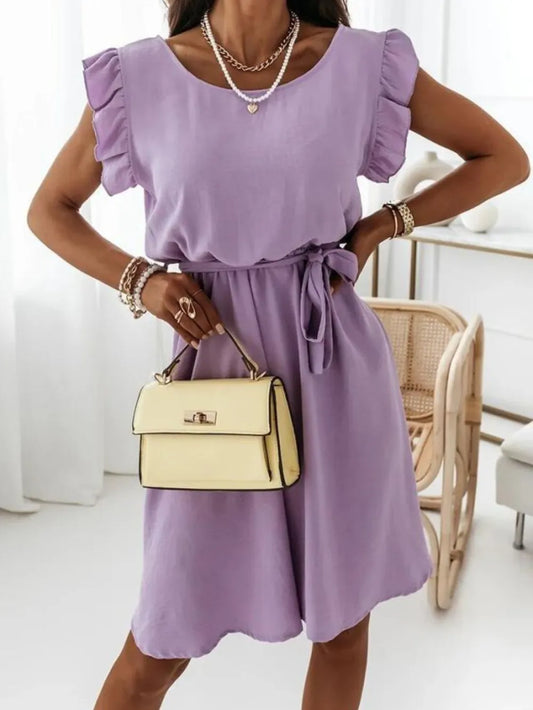 Ruffle Bloom Waist Tie Dress