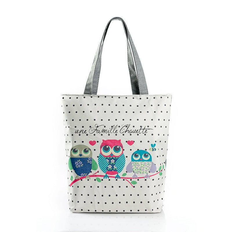 Vintage Canvas Bags Large Thai Owl Tote bag HandBag