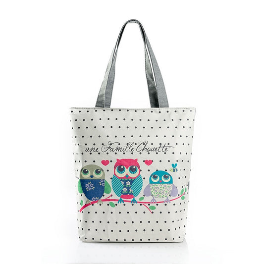 Vintage Canvas Bags Large Thai Owl Tote bag HandBag