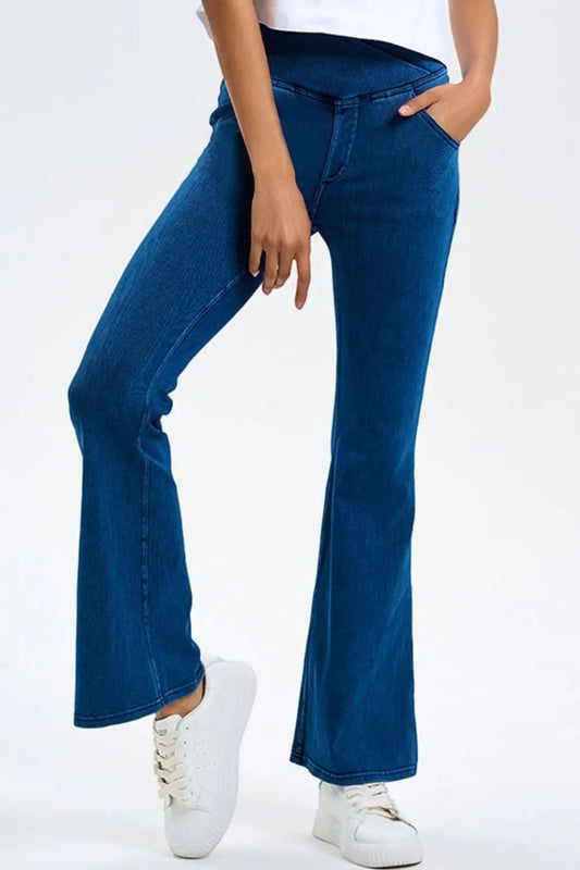 High-Stretch Bootcut Jeans with Pockets