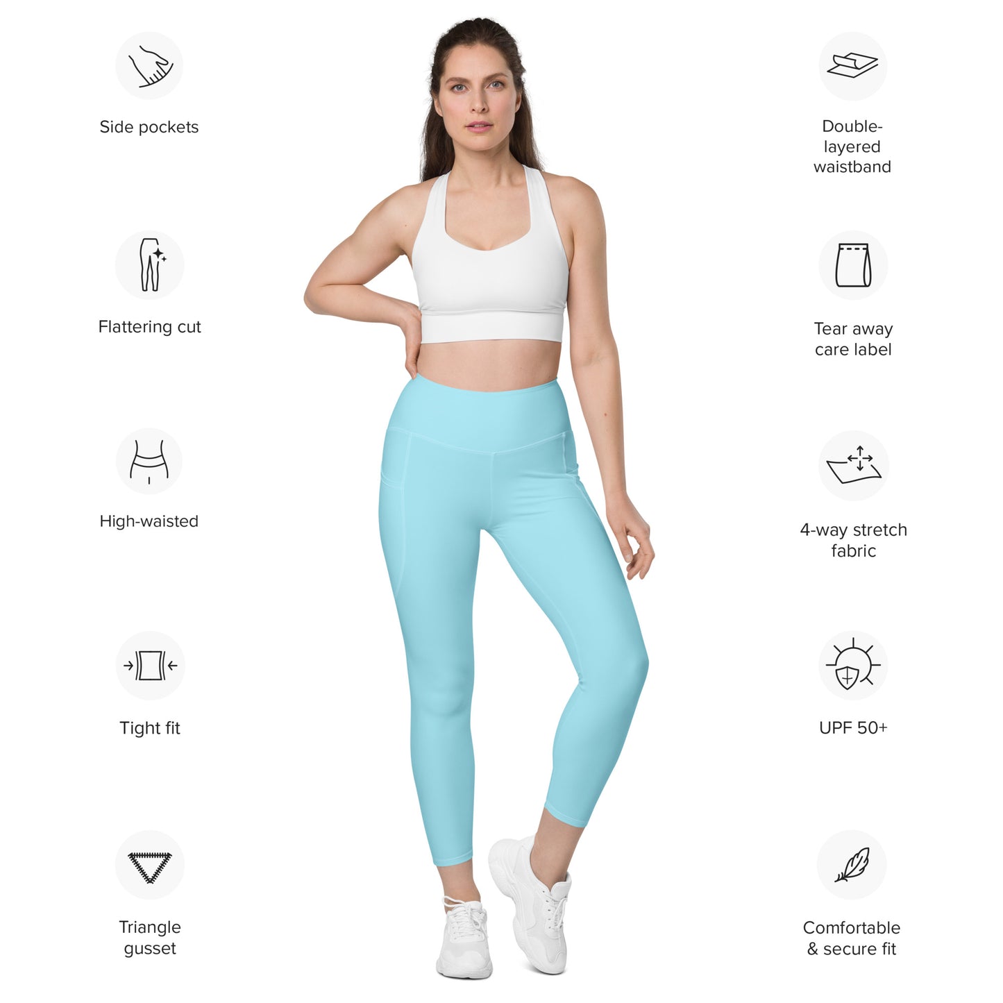 High-waisted Leggings with pockets Light Blue