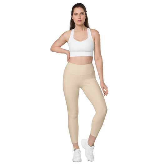 High-waisted Leggings with pockets Beige