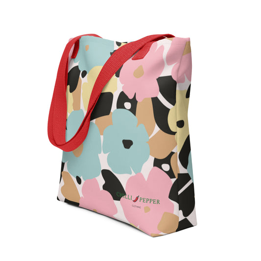 Tote Bag Floral Blue and Pink
